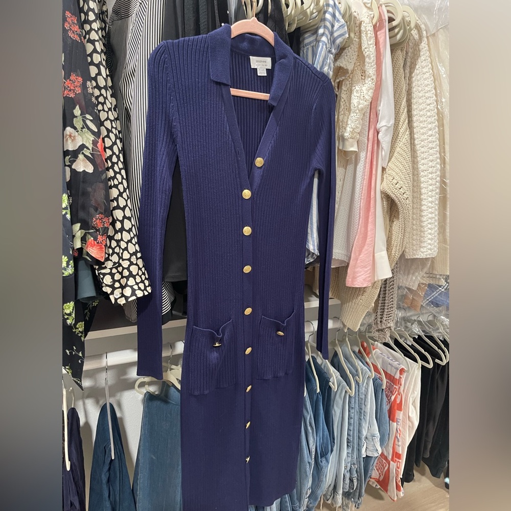 Seraphine Navy Long Sleeve Dress